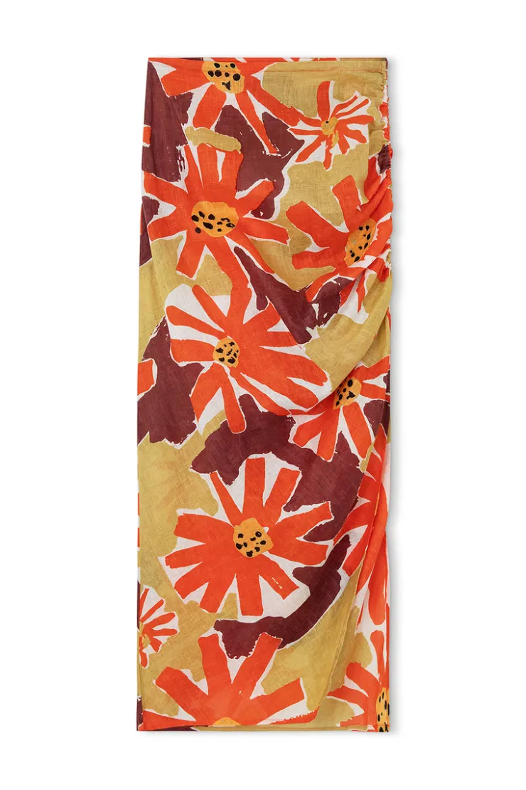 Wildflowers Rouched Linen Skirt^Zulu & Zephyr Clearance