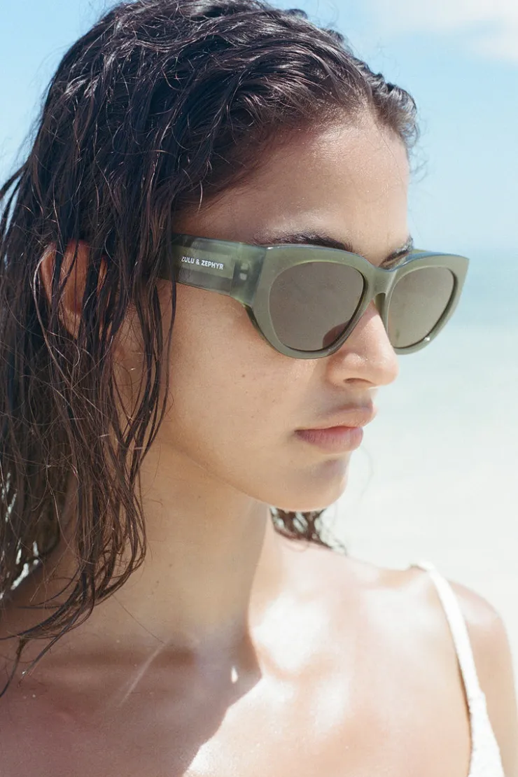 x Local Supply - Oval Sunglasses - Olive^Zulu & Zephyr Best Sale